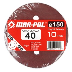 Set 10 dischi abrasivi Ø150mm P40240 8 fori a strappo per smerigliatrice